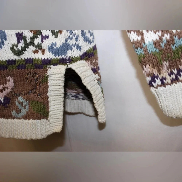 Women’s Vintage Knit Patterned Mockneck Cottagecore Neutral Toned Sweater Small - Picture 5 of 16